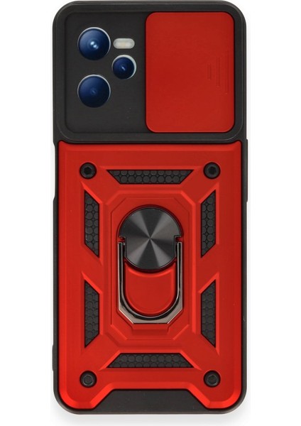 Realme C35 Kılıf Tam Koruma Sağlayan Kamera Sürgülü Sert Silikon Kapak Ryc/pars Yüzüklü