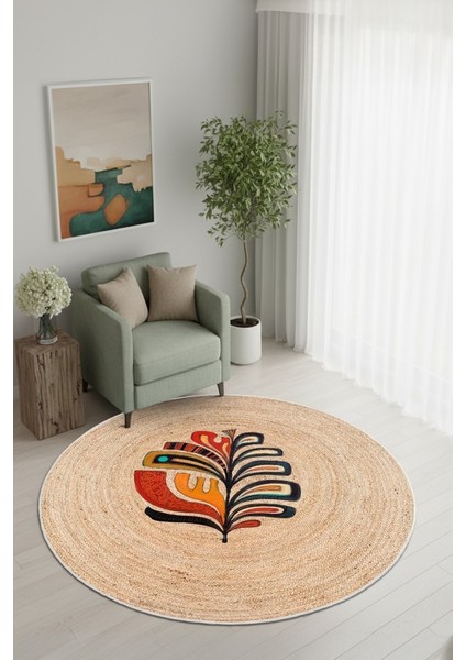 Zeminde Doğanın Ruhu: Renkli Motifli Hasır Görünümlü Kaymaz Taban Halı modelleri