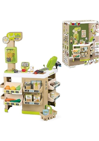 Meyve-Sebze Süpermarket Oyun Seti, Yazar Kasası, Aksesuarlı, Işlevsel, Pilli, Sesli ve Işıklı, Barkod Okuyucu, Alışveriş Sepetli, Fresh Market