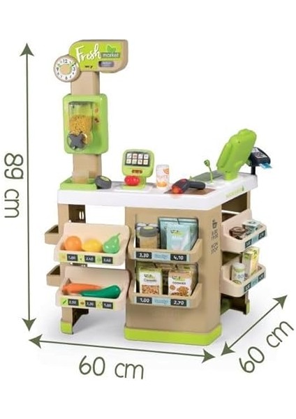 Meyve-Sebze Süpermarket Oyun Seti, Yazar Kasası, Aksesuarlı, Işlevsel, Pilli, Sesli ve Işıklı, Barkod Okuyucu, Alışveriş Sepetli, Fresh Market indirimleri
