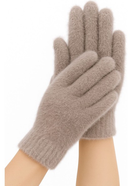 Lila Peluş Kışlık Yumuşak Dokulu Eldiven (Standart)