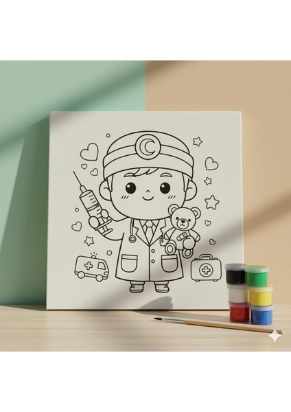 Çocuklar Için Kahraman Meslekler Kahraman Doktor Baskılı Boyama Seti