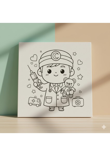 Çocuklar Için Kahraman Meslekler Kahraman Doktor Baskılı Boyama Seti modelleri