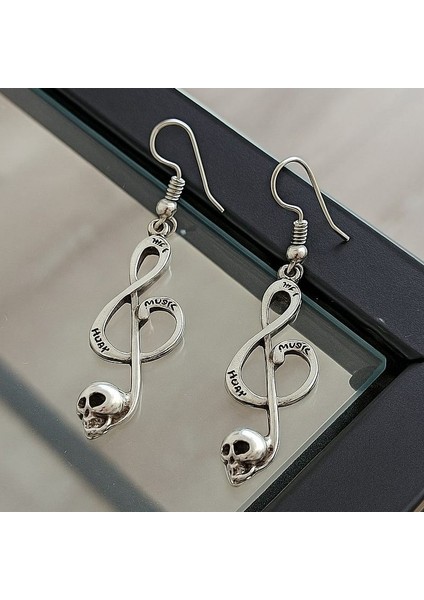 Kuru Kafalı Sol Anahtarı Şekilli Kadın Küpe Çift Adet Gümüş Kaplama El Yapımı Küpe modelleri