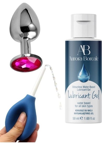 A B Kayganlaştırıcı Jel 50 ml + Anal Temizleme Pompası +Mücevher Taşlı Plug 50 ml Jel XQWJ765TLK9
