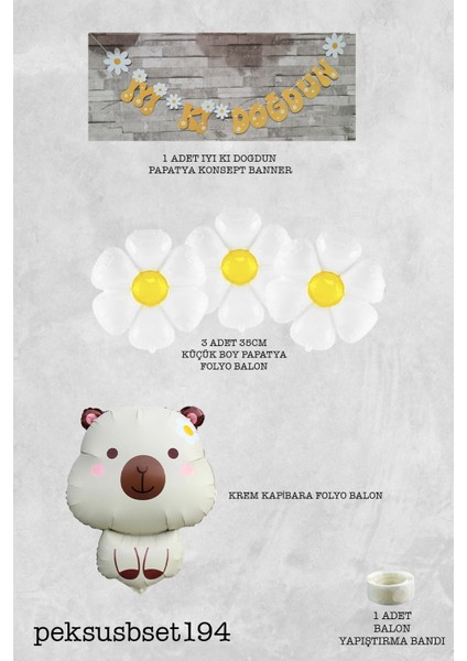 Kapibara Konsept Papatyalı Doğum Günü Balon Seti Banner ve Papatya Balonlu Capybara Balon Seti fiyatları