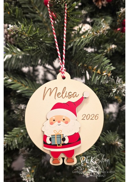 Isme Özel Noel Baba Figürlü Isimli Yılbaşı Ağaç Süsü