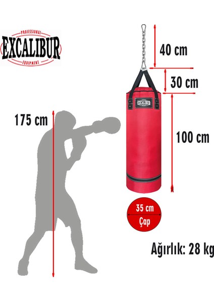 Polystar 100 x 35 cm Boks Kum Torbası Kırmızı - Eldiven Hediyeli fiyatları
