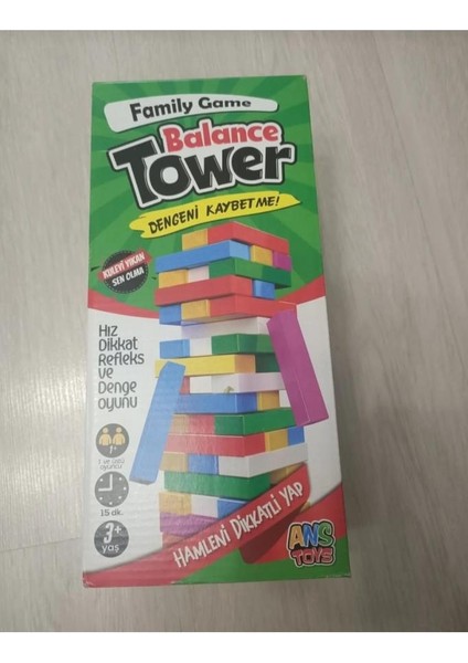 Yüksek Kalite 54 Parça Renkli Denge Oyunu Jenga Ahşap Büyük Boy 3+Yaş fiyatları