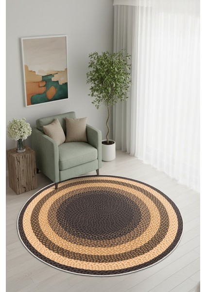 Zeminde Sıcaklık Örgü Desen Görünümlü Yuvarlak Kaymaz Taban Halı modelleri
