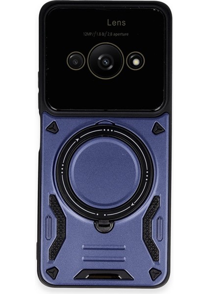 Redmi A3 4g Kılıf Manyetik Standlı Joy Lens Premium Tank Silikon Kapak - Lacivert