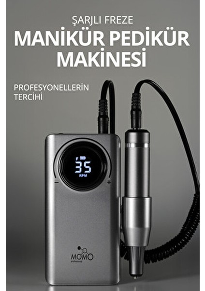 Şarjlı Freze Tırnak Manikür Makinesi Alüminyum Gövde ile 35.000 Devir/Dakika