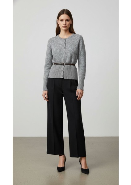 Kadın Düğmeli Kemer Detaylı Triko Kazak fiyatları