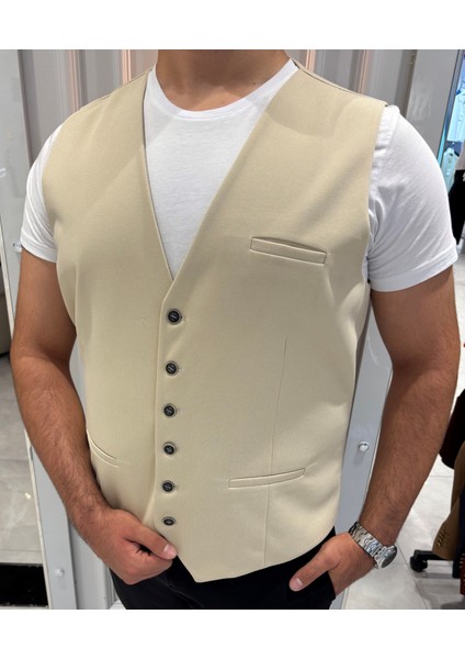 Erkek V Yaka Slim Fit Full Kumaş Yelek fiyatları