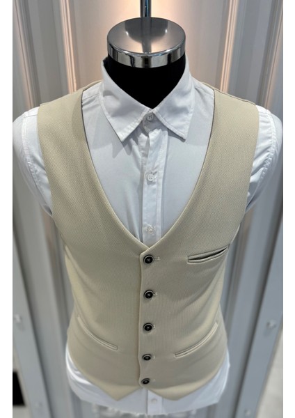 Erkek V Yaka Slim Fit Full Kumaş Yelek fırsatları