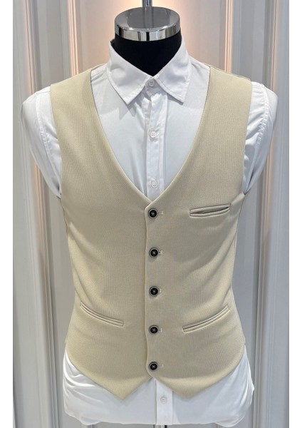 Erkek V Yaka Slim Fit Full Kumaş Yelek indirimleri