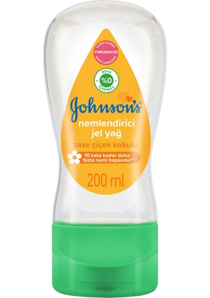Johnson S Nemlendirici Jel Yağ, Taze Çiçek Kokulu, Dermatolojik Olarak Test Edilmiş Nemlendirici Jel, 200ML
