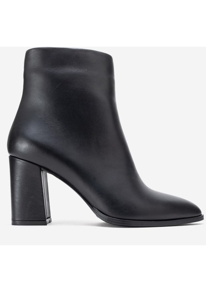 Kadın Yüksek Topuklu Bilek Bot Gerçek Deri Rc 311 Siyah