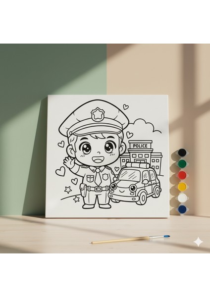 Çocuklar Için Kahraman Meslekler Serisi Kahraman Polisler Temalı Boyama Seti