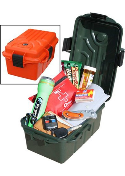 Su Geçirmez Pusulalı Hayatta Kalma Kutusu Küçük (Turuncu) modelleri
