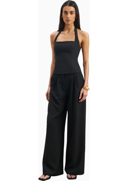 Effortless Pleated Wide Leg Trousers Yüksek Bel Geniş Paça Kadın Pantolon indirimleri