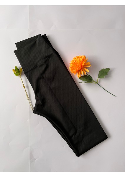 Kadın Spor Tayt Pedli Crop Büstiyer Kalın Askılı Fitilli Dalgıç Alt Üst Takım 2 'li Kota Siyah Renk modelleri