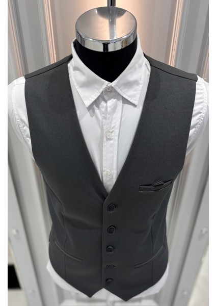 Erkek V Yaka Slim Fit Full Kumaş Yelek fırsatları