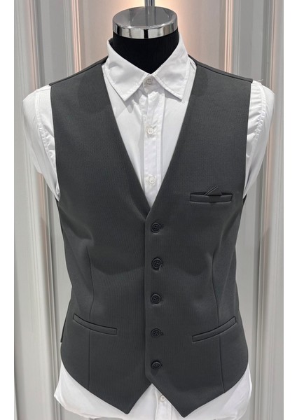 Erkek V Yaka Slim Fit Full Kumaş Yelek indirimleri