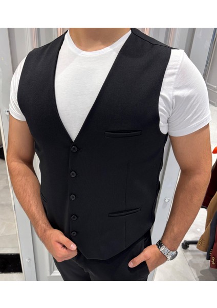 Erkek V Yaka Slim Fit Full Kumaş Yelek fiyatları