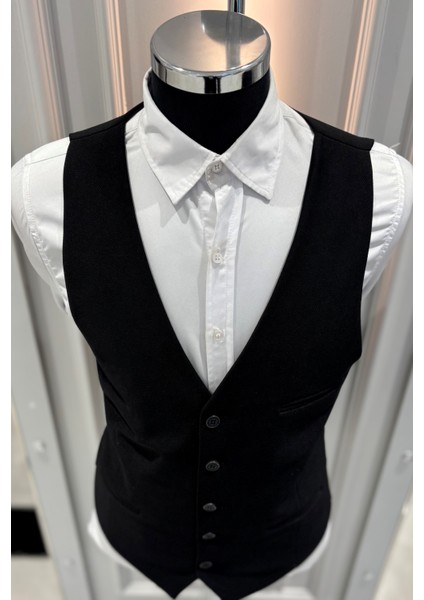 Erkek V Yaka Slim Fit Full Kumaş Yelek fırsatları