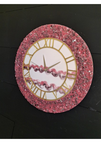 Duvar Saati - 35 cm - Modern Dekoratif Duvar Saati - Epoksi Duvar Saati - El Yapımı Duvar Saati - Pempe Şık Epoksi Duvar Saati fiyatları