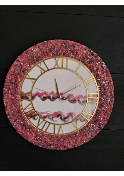 Duvar Saati - 35 cm - Modern Dekoratif Duvar Saati - Epoksi Duvar Saati - El Yapımı Duvar Saati - Pempe Şık Epoksi Duvar Saati fırsatları