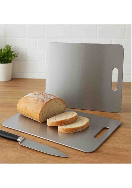 304 Paslanmaz Çelik 2 Li Kesme Tahtasi 25×35 cm ve 15×25 cm