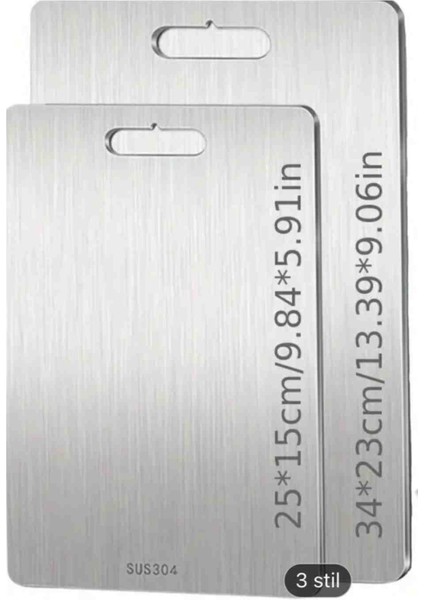 304 Paslanmaz Çelik 2 Li Kesme Tahtasi 25×35 cm ve 15×25 cm indirimleri