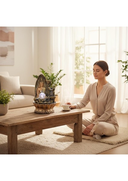 Dekoratif LED Işıklı Buddha Şelale Masaüstü Su Şelalesi fiyatları