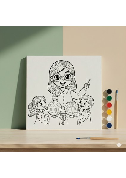 Çocuklar Için Kahraman Meslekler Serisi Kahraman Öğretmen Baskılı Boyama Seti