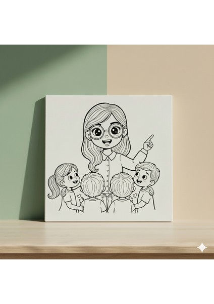 Çocuklar Için Kahraman Meslekler Serisi Kahraman Öğretmen Baskılı Boyama Seti modelleri