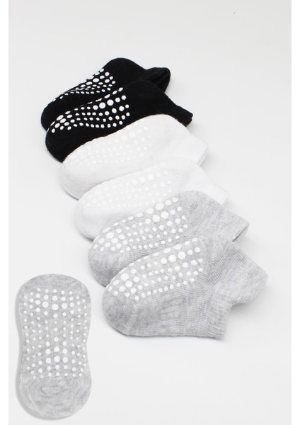 Bistyle 6'Lı Sneakers Kaymaz Penye Çorap BS20102 Gri Beyaz Siyah fiyatları