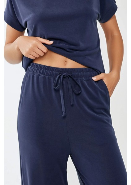 Kadın Soft Touch Geniş Paça Modal Pantolon Busem Collection Blue indirimleri