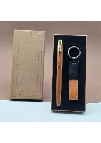 Kişiye Özel Deri Anahtarlık ve Metal Kalem Seti
