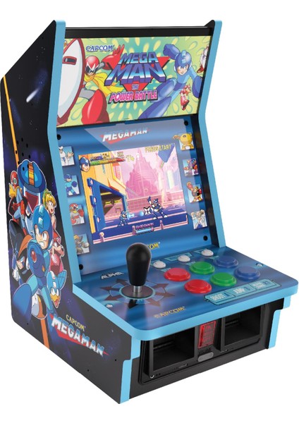 Evercade Alpha Mega Man Bartop Arcade | 8” IPS Ekran, 6 Efsane Capcom Oyunu, Gerçek Retro Oyun Kabini
