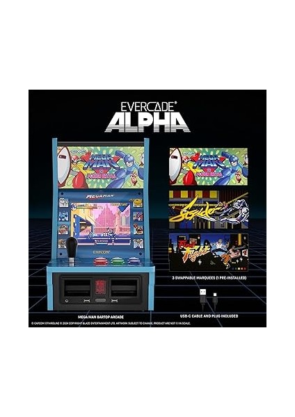 Evercade Alpha Mega Man Bartop Arcade | 8” IPS Ekran, 6 Efsane Capcom Oyunu, Gerçek Retro Oyun Kabini modelleri