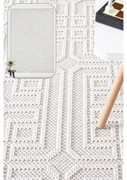 Valverde Krem Renkli Dekoratif Model Yumuşak Bukle Sisal ve Püsküllü Makine Dokuma Halı