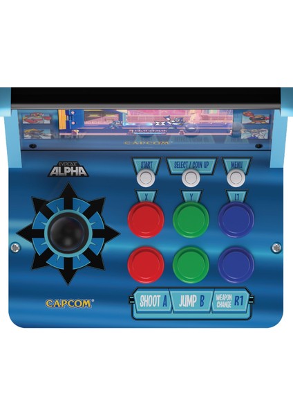 Evercade Alpha Mega Man Bartop Arcade | 8” IPS Ekran, 6 Efsane Capcom Oyunu, Gerçek Retro Oyun Kabini