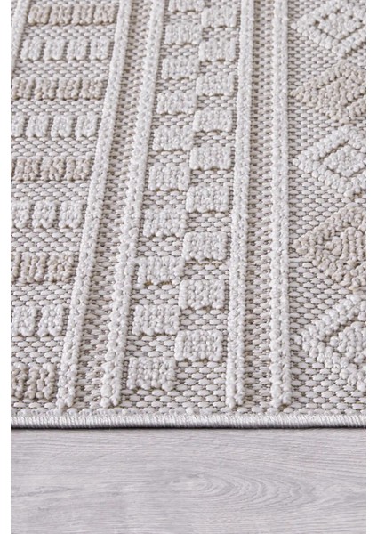 Valverde Krem ve Bej Renkli Iskandinav Model Yumuşak Bukle Sisal ve Püsküllü Makine Dokuma Halı