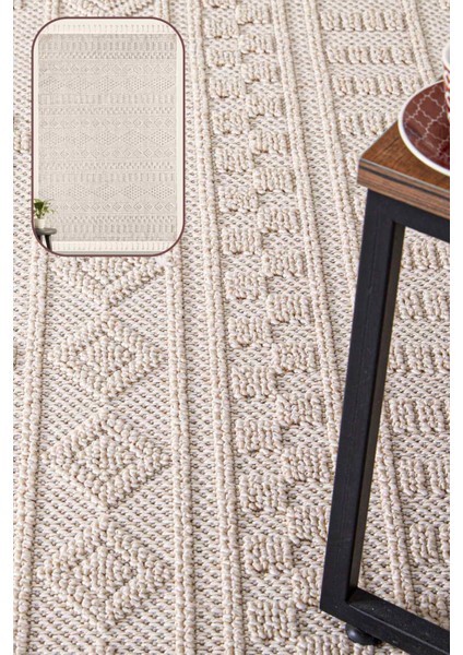 Valverde Bej Renkli Iskandinav Model Yumuşak Bukle Sisal ve Püsküllü Makine Dokuma Halı