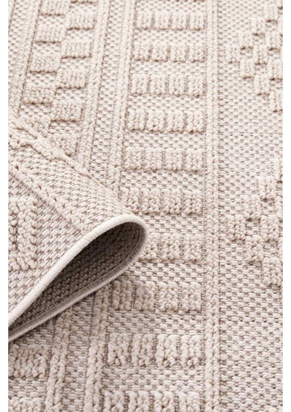 Valverde Bej Renkli Iskandinav Model Yumuşak Bukle Sisal ve Püsküllü Makine Dokuma Halı