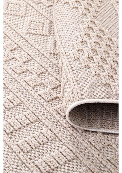 Valverde Bej Renkli Iskandinav Model Yumuşak Bukle Sisal ve Püsküllü Makine Dokuma Halı