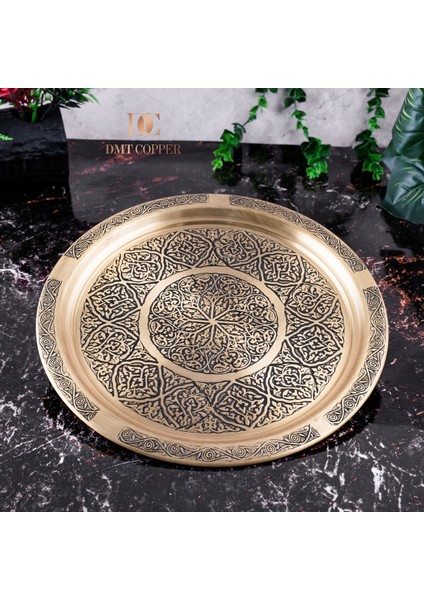 Dmt Gaziantep Sarı Bakır 25 cm Osmanlı El Işi Sunum Gold Tepsi Kına Tepsisi 25 cm fiyatları