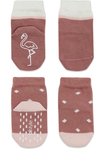 Bistyle Hayvan Figür Kaymaz Kız Soket Çorap 2'Li BS10120 Pudra modelleri